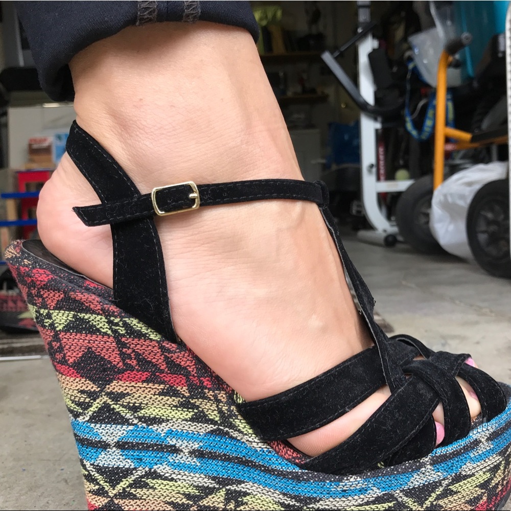 Aztec print wedges